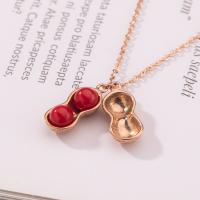 Titanium Steel Jewelry Necklace, with Plastic Pearl, with 5cm extender chain, plated, fashion jewelry & for woman, rose gold color Inch 