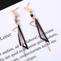 Titanium Steel Drop Earring, plated, fashion jewelry & for woman, rose gold color, 75mm 