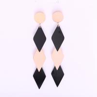 Titanium Steel Drop Earring, plated, fashion jewelry & for woman, rose gold color, 60mm 