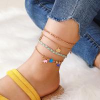 Zinc Alloy Anklet, plated, 4 pieces & fashion jewelry & for woman, golden 