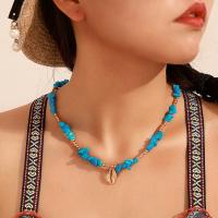Turquoise Zinc Alloy Necklace, with turquoise, plated, fashion jewelry & for woman, blue 