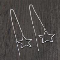 Sterling Silver Thread Through Earrings, 925 Sterling Silver, Star, polished, fashion jewelry & for woman 