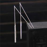 Sterling Silver Thread Through Earrings, 925 Sterling Silver, polished, fashion jewelry & for woman 0c113mmuff0c30mm 