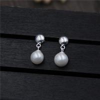 Sterling Silver Drop Earring, 925 Sterling Silver, with Shell Pearl, polished, fashion jewelry & for woman, 19mmuff0c8mm 