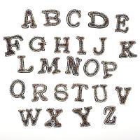 Hierro de letra en el parche, paño, Carta del alfabeto, diferentes estilos para la opción & con diamantes de imitación, 10PCs/Grupo, Vendido por Grupo