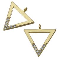 Cubic Zirconia Micro Pave Brass Pendant, Triangle, gold color plated, micro pave cubic zirconia Approx 1mm 