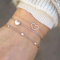 Zinc Alloy Bracelet Set, bracelet, Heart, synthetic, three pieces & for woman & with rhinestone 3/Set 