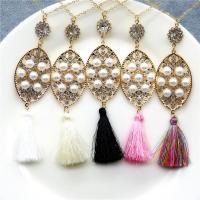 プラスチック真珠のネックレス, プラスチック製パール, とともに 鉄, ゴールドメッキ, 楕円形の鎖 & 女性用 & ライン石のある, 無色, 長さ:約 17.7 インチ, 10ストランド/バッグ, 売り手 バッグ