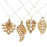 Rhinestone Zinc Alloy Necklace, with Iron, gold color plated, oval chain & for woman & with rhinestone, nickel, lead & cadmium free Approx 17.7 Inch 