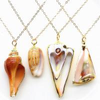 Ожерелье, Ракушка, с цинковый сплав, плакирован золотом, Овальный цепь & разные стили для выбора & Женский, длина:Приблизительно 17.7 дюймовый, 10пряди/сумка, продается сумка