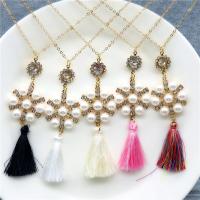 Collier de perles en plastique, perle de plastique, avec fer, Placage de couleur d'or, chaîne ovale & pour femme & avec strass, plus de couleurs à choisir Environ 17.7 pouce Vendu par sac