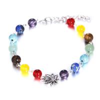Gemstone Bracelets, Zinc Alloy, with Gemstone, with 1.9lnch extender chain, silver color plated, fashion jewelry & adjustable & for woman, 8mm Approx 8.7 Inch 