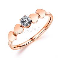 Titanium Steel Finger Ring, plated, fashion jewelry & for woman & with rhinestone, 15mm,48mm 