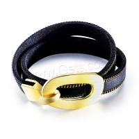 PU Leather Cord Bracelets, with Stainless Steel, plated, fashion jewelry & Unisex Approx 7.49 Inch 
