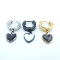 Stainless Steel Huggie Hoop Drop Earring, Heart, plated, Korean style & for woman & enamel 10mm 