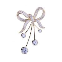 Brass Brooch, Bowknot, plated, Unisex & micro pave cubic zirconia 