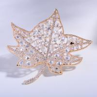 Brass Brooch, Maple Leaf, plated, Unisex & with cubic zirconia 
