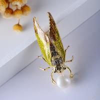 Brass Brooch, Insect, plated, Unisex & micro pave cubic zirconia & enamel 
