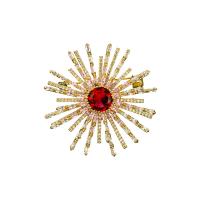 Brass Brooch, gold color plated, micro pave cubic zirconia & for woman 