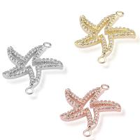 Cubic Zirconia Micro Pave Brass Connector, Starfish, DIY & micro pave cubic zirconia & 1/1 loop 