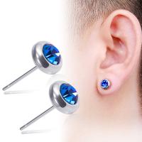 Stainless Steel Cubic Zirconia Stud Earring, with Cubic Zirconia, Stainless Steel Ear Nut & hypo allergic & Unisex 8mm 