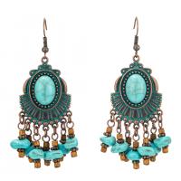 Turquoise Zinc Alloy Earring, with turquoise, plated, vintage & for woman, turquoise blue 