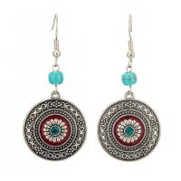 Turquoise Zinc Alloy Earring, with turquoise, silver color plated, vintage & for woman 