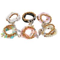 Акриловые браслеты, Акрил, с Ракушка & Кристаллы & деревянный & цинковый сплав, Другое покрытие, многослойный & Женский, Много цветов для выбора, 50*32mm, продается Strand