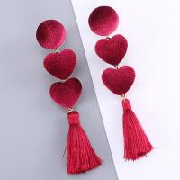 Cloth Tassel Earring, plated, fashion jewelry & for woman, red 