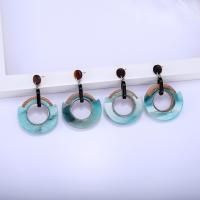 Acrylic Drop Earring, with Wood, plated, fashion jewelry & for woman, 73*49mm 