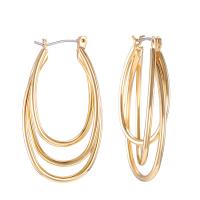 Zinc Alloy Hoop Earring, plated, fashion jewelry & for woman, golden, 37*21mm 