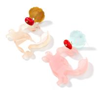 Acrylic Asymmetric Earrings, Crab, plated, fashion jewelry & for woman, multi-colored, 60mm 