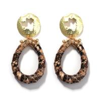 PU Leather Drop Earring, with Zinc Alloy, plated, fashion jewelry & for woman 82mm 