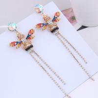 Zinc Alloy Rhinestone Drop Earring, stainless steel post pin, plated, fashion jewelry & for woman & with rhinestone 120*40mm 