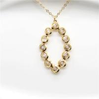 Crystal Necklace, with Iron, gold color plated, oval chain & for woman & with rhinestone Approx 17.7 Inch 