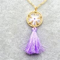 Fashion Fringe Necklace, Zinc Alloy, with Cotton Thread, Flower, gold color plated, oval chain & for woman nickel, lead & cadmium free Approx 17.7 Inch 