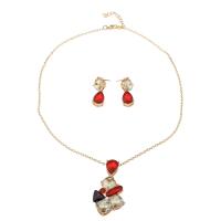 Zinc Alloy Jewelry Set, earring & necklace, with Crystal, zinc alloy post pin, gold color plated, oval chain & for woman, nickel, lead & cadmium free Approx 17.7 Inch 