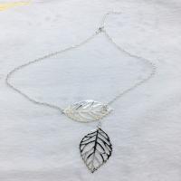 Zinc Alloy Necklace, with Iron, with 5cm extender chain, Leaf, plated, oval chain & for woman, silver color, nickel, lead & cadmium free Approx 17.7 Inch 