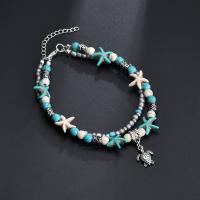 Zinc Alloy Anklet, with Seedbead, plated & for woman, 18mm Approx 8.2 Inch 