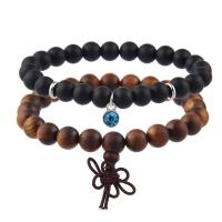 Abrazine Stone Bracelet, with Wood & Stainless Steel & for woman, 8mm Approx 7 Inch 