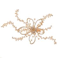 Alligator Hair Clip, Zinc Alloy, with ABS Plastic Pearl, gold color plated, handmade & for woman & with rhinestone 
