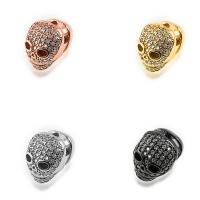 Cubic Zirconia Micro Pave Brass Beads, Skull, plated, micro pave cubic zirconia Approx 1mm 