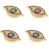 Cubic Zirconia Micro Pave Brass Connector, Eye, gold color plated, micro pave cubic zirconia & 1/1 loop Approx 1mm 