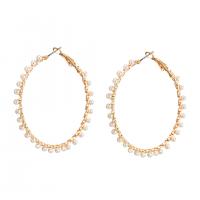 Zinc Alloy Hoop Earring, with Seedbead, gold color plated, fashion jewelry & for woman 