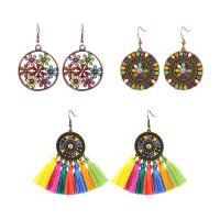Zinc Alloy Earring Set, with Caddice & enamel, plated, vintage & three pieces & for woman, mixed colors 