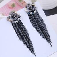 Brass Tassel Earring, with Crystal, plated, fashion jewelry & for woman 80*28mm 