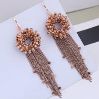Brass Tassel Earring, with Crystal, plated, fashion jewelry & for woman 120*35mm 