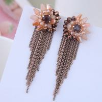 Brass Tassel Earring, with Crystal, plated, fashion jewelry & for woman 70*22mm 