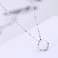 Cubic Zircon Micro Pave Brass Necklace, plated, micro pave cubic zirconia & for woman, silver color, 400*10mm 