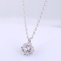 Brass Cubic Zirconia Necklace, with Cubic Zirconia, plated, for woman, silver color, 400*8mm 